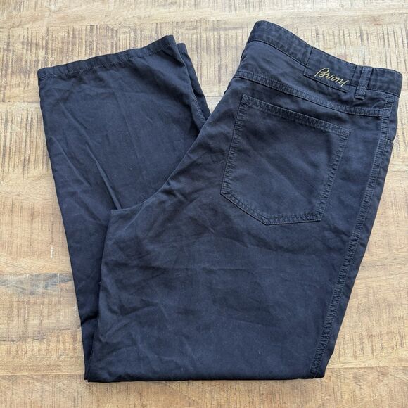 Brioni Mens 42 Marmolada Black Straight Leg Pants Made In Italy Designer Luxury